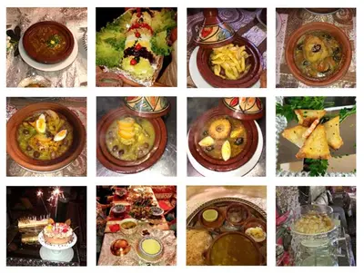 a collage of pictures of different types of food at Riad Tazoulte in Agdz