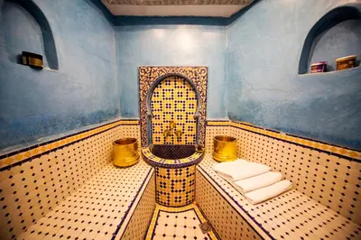 a bathroom with a shower with aificialificialificialificialificialificialificialificialificial at Ryad Zahrat Fes in Fès