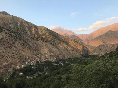 a village in a valley in the mountains at Amlougui House in Marrakech