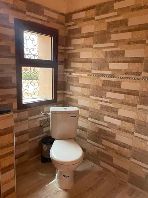 a bathroom with a toilet and a window at Riad Dades Birds in Boumalne