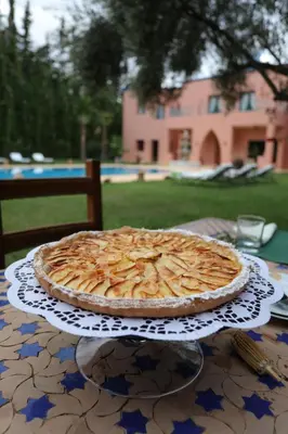 a pie sitting on top of a table at Tiguemine Sarah in Marrakech