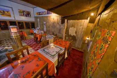 an overhead view of a restaurant with tables and chairs at Tin Joseph in Ouarzazate