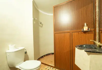 a bathroom with a toilet and a sink at Riad Rihana Dades in Boumalne