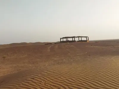a structure in the middle of a desert at les dunes D'or in Tagounite