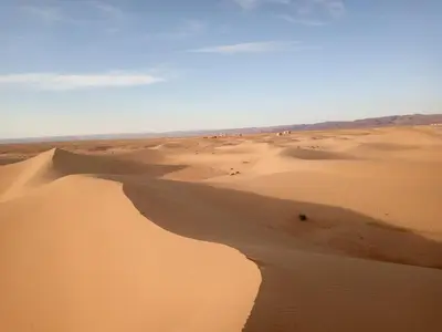 a view of a desert with sand dunes at les dunes D'or in Tagounite