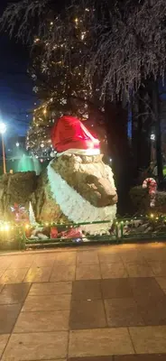 a christmas statue with a hat on top of it at Groupe appart-La casa de Wael in Ifrane
