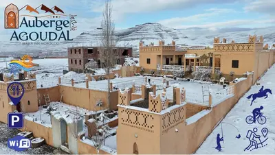 a model of an al jabezorfacularacular building in the snow at Auberge & Restaurant Agoudal in Agoudal