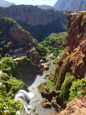 a view of a river in a canyon at Dar rachid ouzoud in Azilal