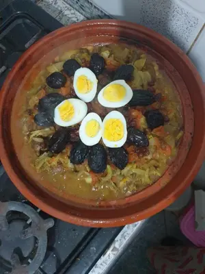a bowl of soup with eggs on top of it at Dar rachid ouzoud in Azilal