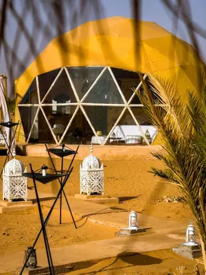 a view of a tent in the desert at Sunrise Sahara Camp in Merzouga