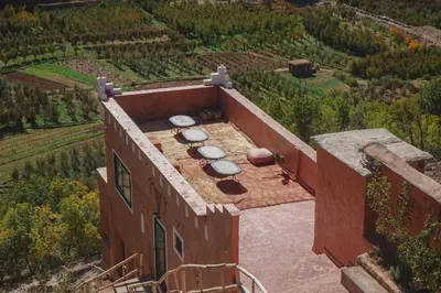 an aerial view of a house with aestead at AdaZen Ecolodge - Ait Bouguemez in Azilal