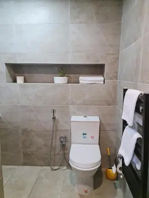 a bathroom with a white toilet in a room at Maurice Bonjean in Ifrane