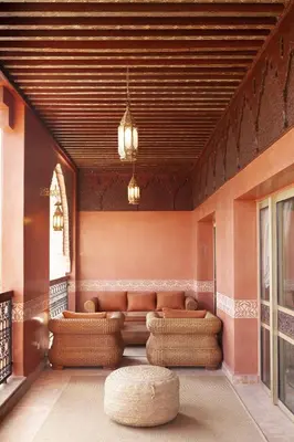 a living room with a couch and a table at Borj Des Cascades & Spa in Ouzoud