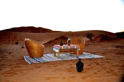 a model of a table in the desert at Tuareg Luxury Camp in Merzouga