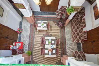 an overhead view of a room in a building at Riad Basma Fes - Brand New Bathrooms & AC in Fès