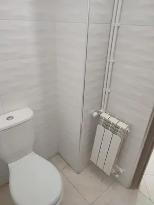 a white bathroom with a toilet and a shower at The good stay 1midelt in Midelt