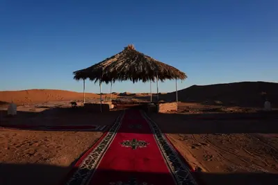 a train track in the middle of the desert at Bivouac ZAGORA in Zagora