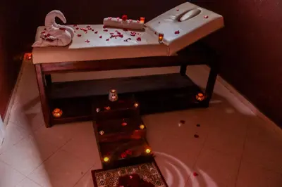 an overhead view of a table with a sink at Salma Palms Hôtel in Madkhal Meski