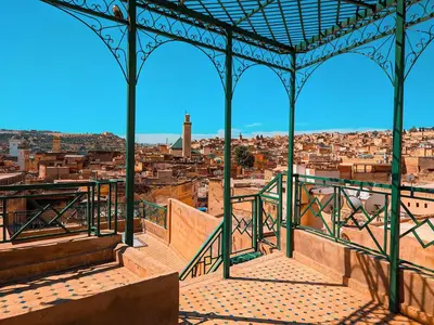 a view of the city from the top of a building at Riad Fès Center in Fès