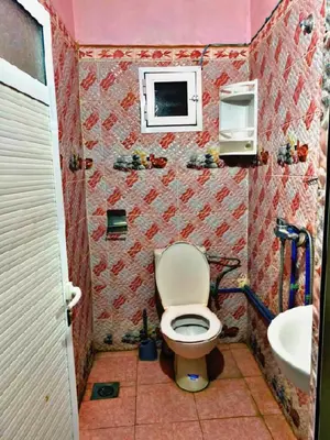 a small bathroom with a toilet and a sink at Merzouga apartments holiday in Merzouga
