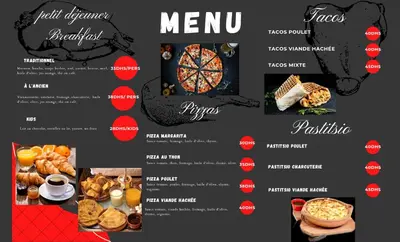 a screenshot of a menu for a restaurant at Issli appartment climatisé hiver et été in Azrou