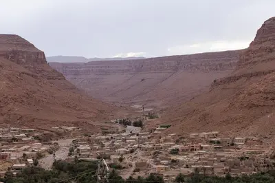 a small village in a valley in the mountains at Dar Jamila in Achbarou