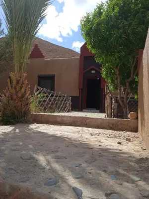 a house with a palm tree and a building at Dar Jamila in Achbarou