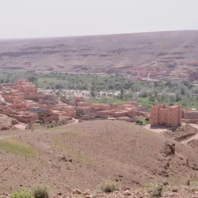 an aerial view of a village in the desert at Casbah d'hôte La Jeanne Tourisme Ecologique in Boumalne