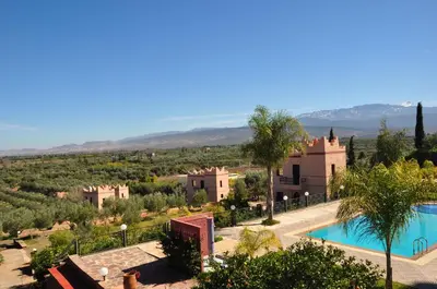 an aerial view of a villa with a swimming pool at Le Beau Site Ourika in Aghmat