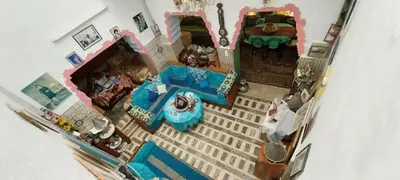 an overhead view of a doll house at Riad lala zakia in Moulay Idriss Zerhoun