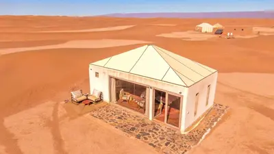an overhead view of a house in the desert at Ghazala Camp - Luxury Erg Chigaga Magic in Mhamid