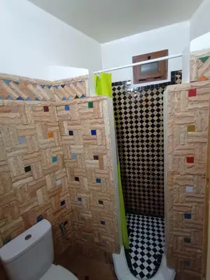 a bathroom with a toilet and a shower at Riad Fes Colors & SPA - Family Lodging in Fès