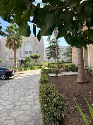 a street with palm trees in front of a building at Luxury appartement Fes in Fès