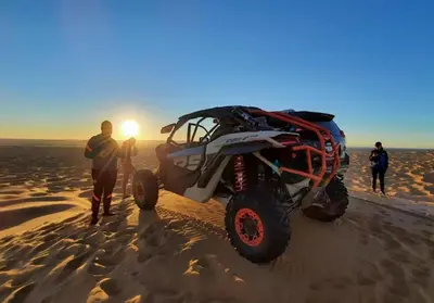 a four wheeler in the sand on the beach at Glamping luxury camp in Merzouga