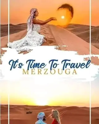 a poster of a woman in the desert at Guest House familly takojt in Merzouga
